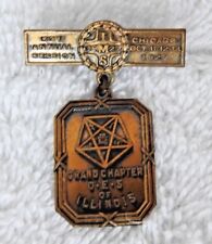 RARE 1927 MASONIC MEDAL GRAND CHAPTER O.E.S. CHICAGO IL BRASS S D CHILDS MINTY picture