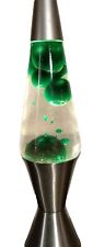 Vintage 90s Lava Lamp - Silver Base Lime Green Lava, Clear Liquid - Works Great picture