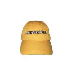 VTG Bud King of Beers Budweiser Baseball Hat Beer Adult One Size Yellow Spellout picture