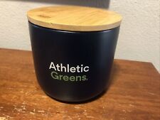 ATHLETIC GREENS Ceramic Jar Container Bamboo Lid Empty   picture