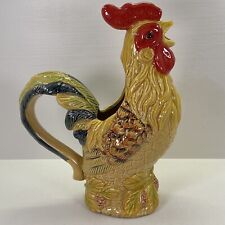 Vintage Maxcera Pottery Orange Rooster Ceramic Majolica Watering Chicken Pitcher picture