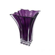 Vera Wang Vase Ribbed Flared Summer Flowers Party Purple Glass Art Heavy 7.5