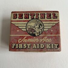Vintage 1940's WWII PERIOD Sentinel Junior Ace First Aid Kit Tin Aviation picture
