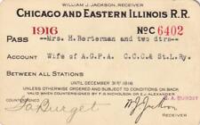 1916 C&EI Chicago & Eastern Illinois Railroad pass- Big 4 Railroad, CCC&StL picture