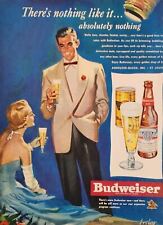 1949 Print Ad Budweiser Beer in Cans & Bottles Well Dressed Couple Drink Bud picture