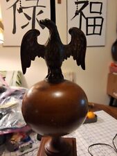 Vintage Brass American Bald Eagle Table Lamp w Red Enamel & Shade Stars USA picture