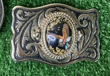 Large Western centerpiece with eagle 23K Pounded Gold Specks Belt Buckle  picture