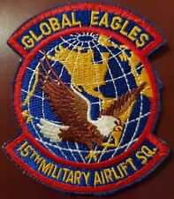 USAF Air Force Patch Global Eagles 15th Airlift Squadron Color Flight Dress VTG picture