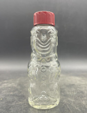 Vintage Glass Clown Figural Bottle Candy Container Red Screw Cap - Brockway picture