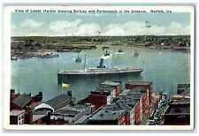 1938 View Of Lower Harbor Berkley And Portsmouth Norfolk VA Posted Boat Postcard picture