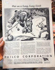 Print Ad 1942 PHILCO WWll Cartoon ART S J Ray Axis Dictators Out on a Long Limb picture