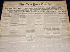 1918 JANUARY 19 NEW YORK TIMES - WILSON SAYS SHUT DOWN WAS NECESSARY - NT 7943 picture