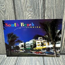 Vintage South Beach Florida Colorful Cars Hotels Homes Post Card picture