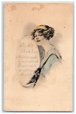 1913 Pretty Woman Curly Hair The Smile Wells Tannery Pennsylvania PA Postcard picture
