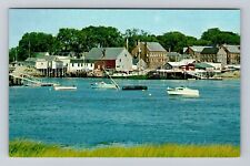 Damariscotta ME-Maine, Quaint Harbor Scene, Antique, Vintage Souvenir Postcard picture