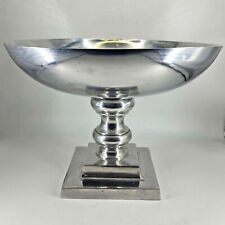 Large silver metal aluminum footed console Fruit Bowl Dish Centerpiece 14