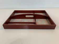 Japanese Shunkei Nuri Wood Lacquer Divided Accessory Tray with Floral Decoration picture