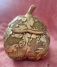 Vintage Ivory Dynasty Resin Carved Lined Jewelry/Trinket/Candy Box Pumpkin Gourd picture