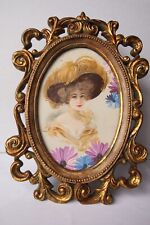 Gorgeous Antique Victorian Gold Gilt Wood Frame, Oval, Ornate, Pretty Lady picture