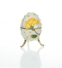 Yellow flower Egg Trinket Box & music Handmade by Keren Kopal Austrian  Crystals picture