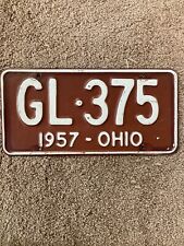 1957 Ohio License Plate - GL 375 - Nice picture