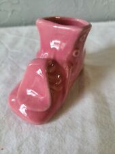 Vintage Pink Pottery Baby Shoe Planter picture