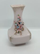 Lefton Forget Me Not Bud Vase Pink China Applied Flowers Hand Painted 50s VTG picture