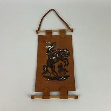 Rustic Western Leather Wall Art with Cowboy Horse Motif picture