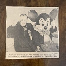 RARE Walt Disney With Mickey Mouse Newspaper Obituary Death Notice Dec 16, 1966 picture