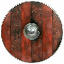New Wooden And Steel Armors Aged Wood Viking Shield in Brimstone Red Ex116 picture