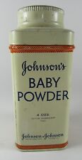 Vintage Johnson’s Baby Powder Tin Metal Can Large 4 oz Made in USA 1950’s picture