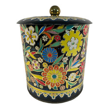 1970s Vintage English Daher Painted Tole Canister picture