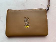 RARE Disney X COACH Mickey Mouse Brown Leather Corner Zip Wristlet NWT F59528 picture