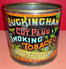Vintage Buckingham Bright Cut Plug Smoking Tobacco Litho Tin Can - AS IS picture
