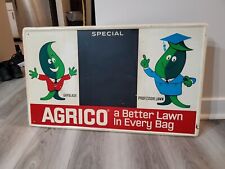 c.1960s Original Vintage Agrico Lawn Sign Metal Fertilizer Sprinkler Graphics  picture