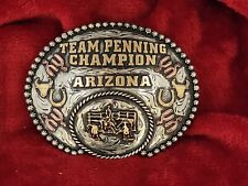 RODEO CHAMPION TROPHY BELT BUCKLE TEAM PENNING PROFESSIONAL☆ARIZONA☆RARE☆418 picture