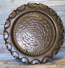 Vintage Hand Hammered Gregorian Solid Copper Serving Plate Wall Hang USA 14” BIG picture