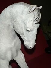 Vintage White Horse Sculpture Signed Very Heavy Small chip on Ear Read Descripti picture