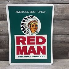 VTG NOS ORIGINAL RED MAN CHEWING TOBACCO VINYL PLASTIC ADVERTISING SIGN picture
