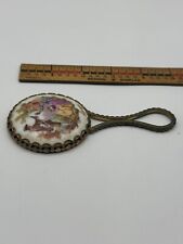 VTG Limoges English Victorian Couple Small Hand Mirror Porcelain BROKEN picture