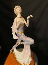 Vintage Dancing Lady With Cape By Victorio Sabadin Figure On Wood Bas, Porcelain picture