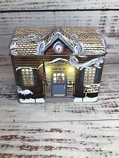 Cranberry Creek Library Lidded Aluminum Box Building Shaped Recipe Tin picture