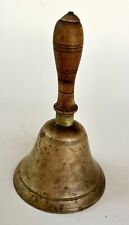 Vintage Heavy Brass Bell With Wooden Handle Very Loud 6 Inch picture