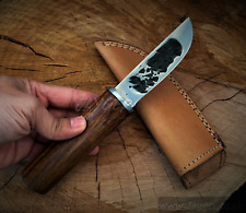 Handmade Yakut Knife | Leather Sheath | Hammerd Blade | Round Wood Handle picture