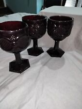 3 Vintage 1983 Avon Cape Cod Ruby Red Wide Mouth Goblets The 1876 Cape Cod Coll. picture