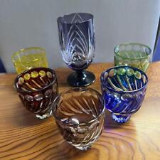 Guinomi Sake cup Kiriko Cut Glass  6 Pieces picture