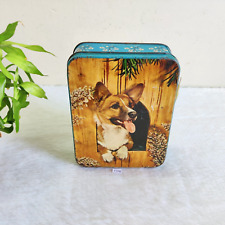 Vintage Pembroke Welsh Corgi Dog Graphics Nutrine Confectionery Tin Box T378 picture