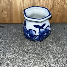 C. P. Ceramic Blue White Floral Hexagonal Asian Vase picture