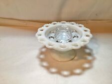 Vintage Anchor Hocking Milk Glass Lace Edge Flower Frog/Lidded Bowl,  2-in 1 picture