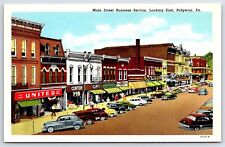 Postcard PA Ridgway Elk County Main Street Business Section Old Cars Stores AS11 picture